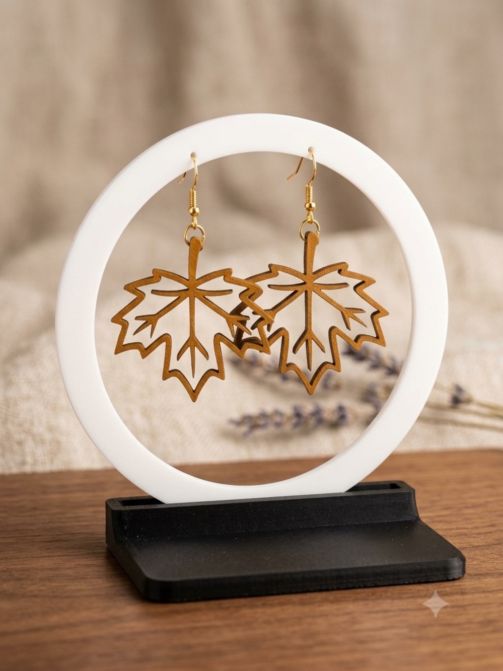 Gold Leaf Outline Dangle Earrings - Unbranded